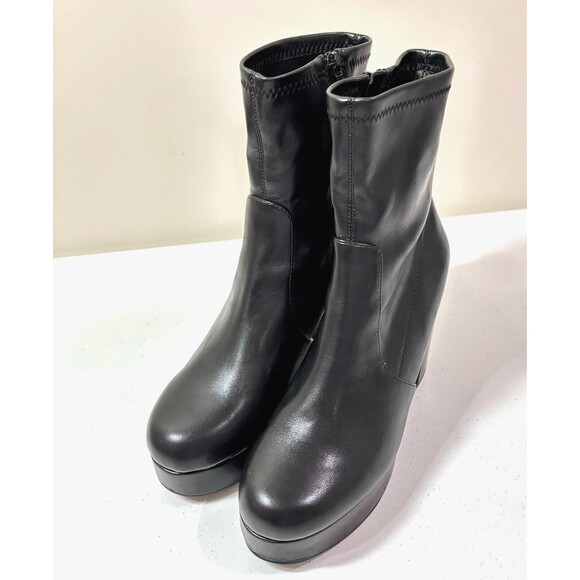 Madden Girl Black Platform Ankle Booties Size 9M Gothic Chunky Y2K 90s Grunge - Picture 2 of 11